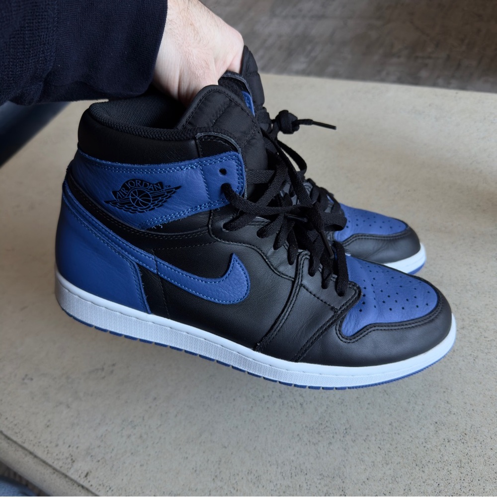 Nike Air Jordan 1 High Black and Blue Sneakers